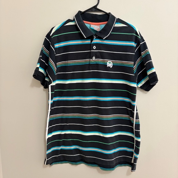 mecca Other - Y2K Vintage Men’s 2XL Mecca Black Polo Shirt with Multicolor Stripes